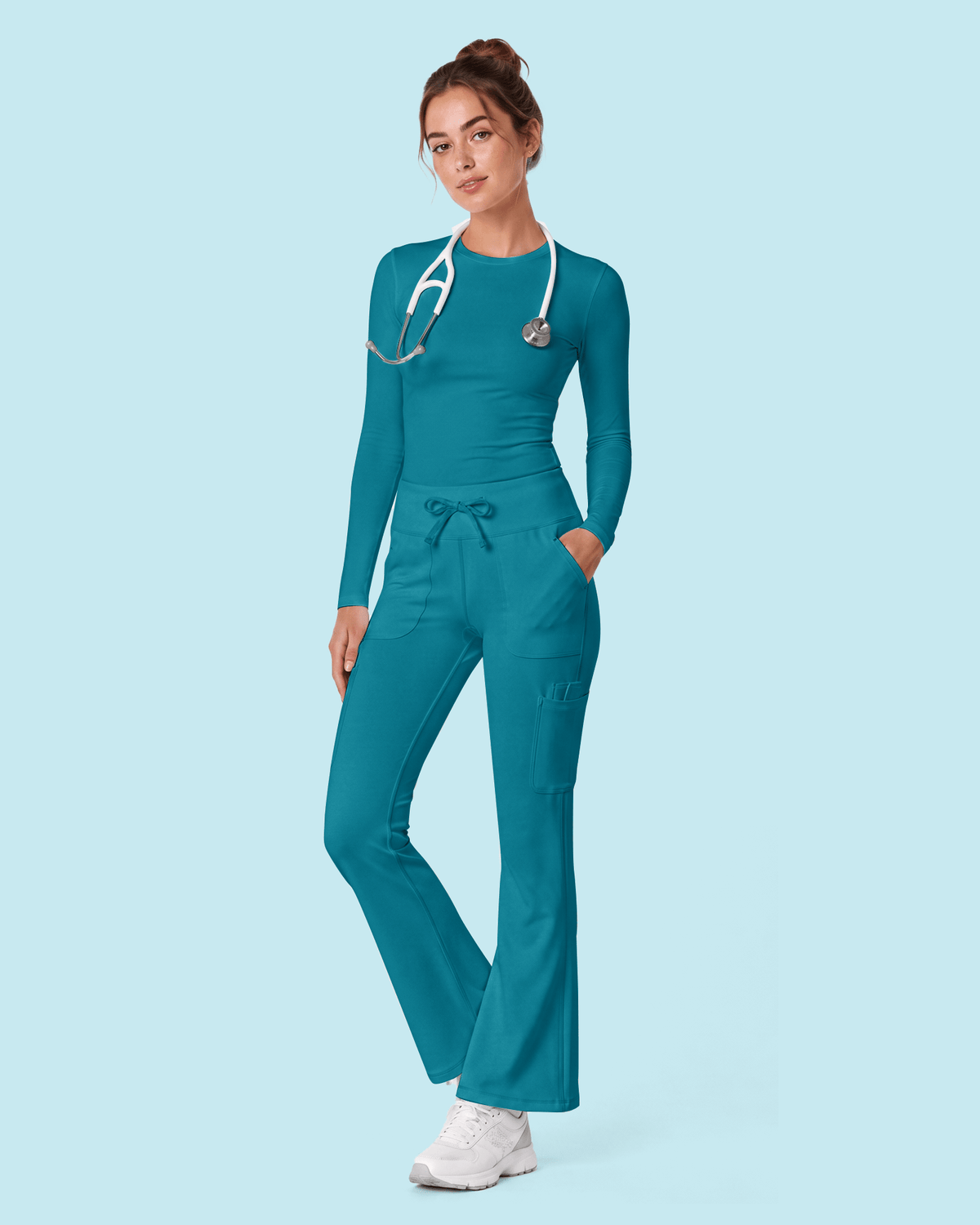 Women's High-Rise Flare Scrub Legging Marina - Scrubloop