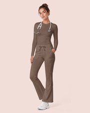 Women's High-Rise Flare Scrub Legging Mocha