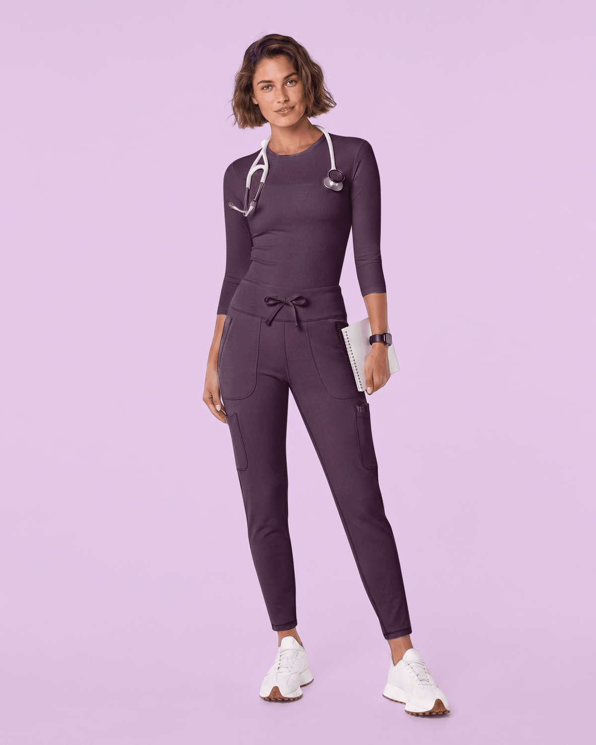 Women's High-Rise Scrub Legging Deep Eggplant - Scrubloop