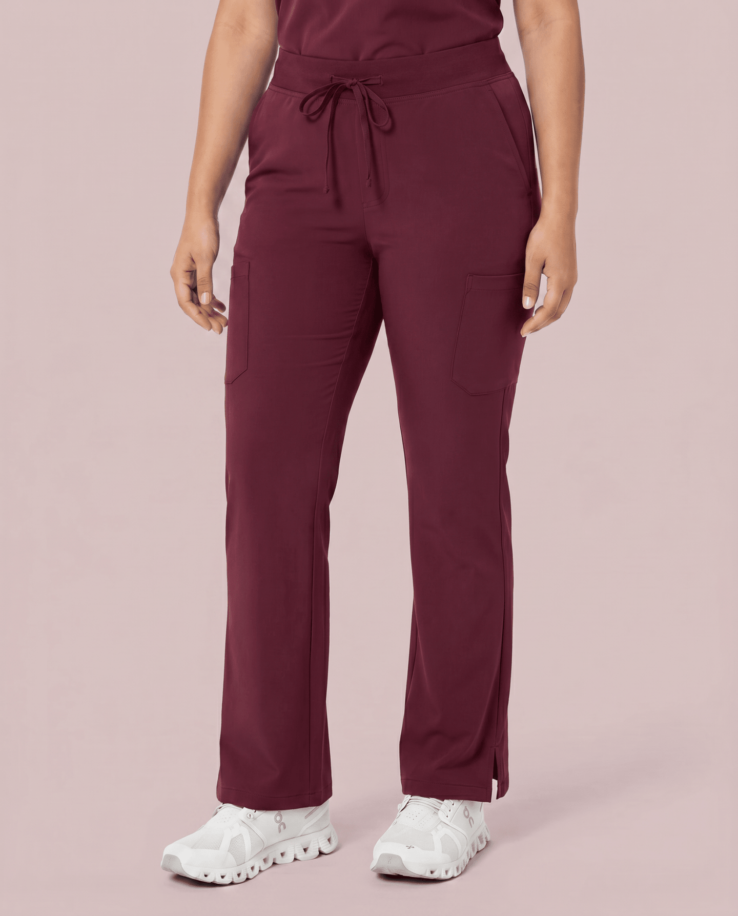 Women's High Waisted Cargo Pant Burgundy - Scrubloop