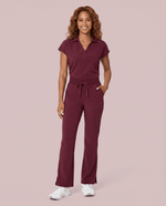 Women's High Waisted Cargo Pant Burgundy - Scrubloop