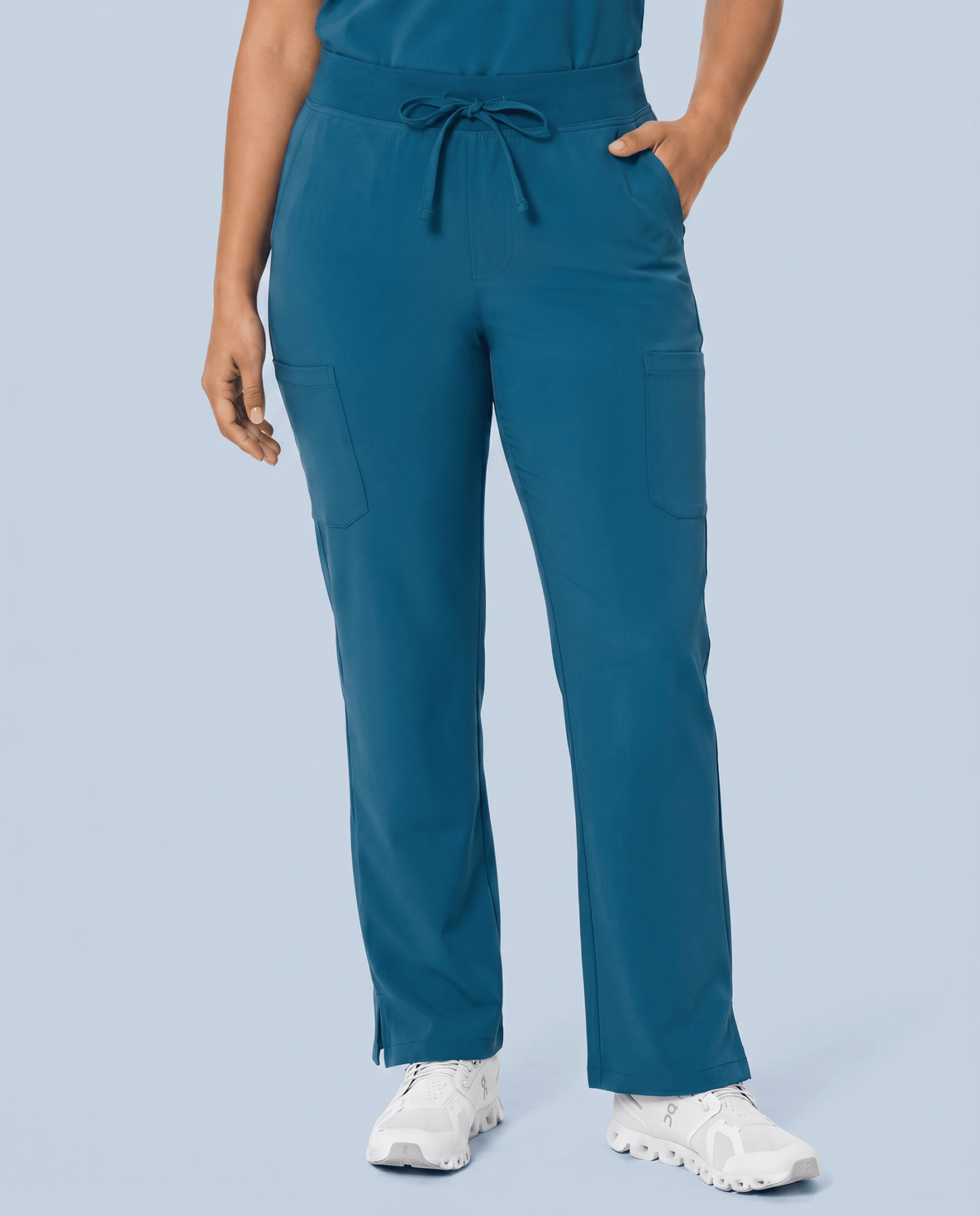 Women's High Waisted Cargo Pant Caribbean Blue - Scrubloop