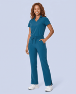 Women's High Waisted Cargo Pant Caribbean Blue - Scrubloop