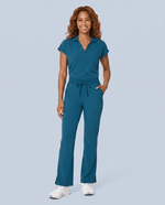 Women's High Waisted Cargo Pant Caribbean Blue - Scrubloop