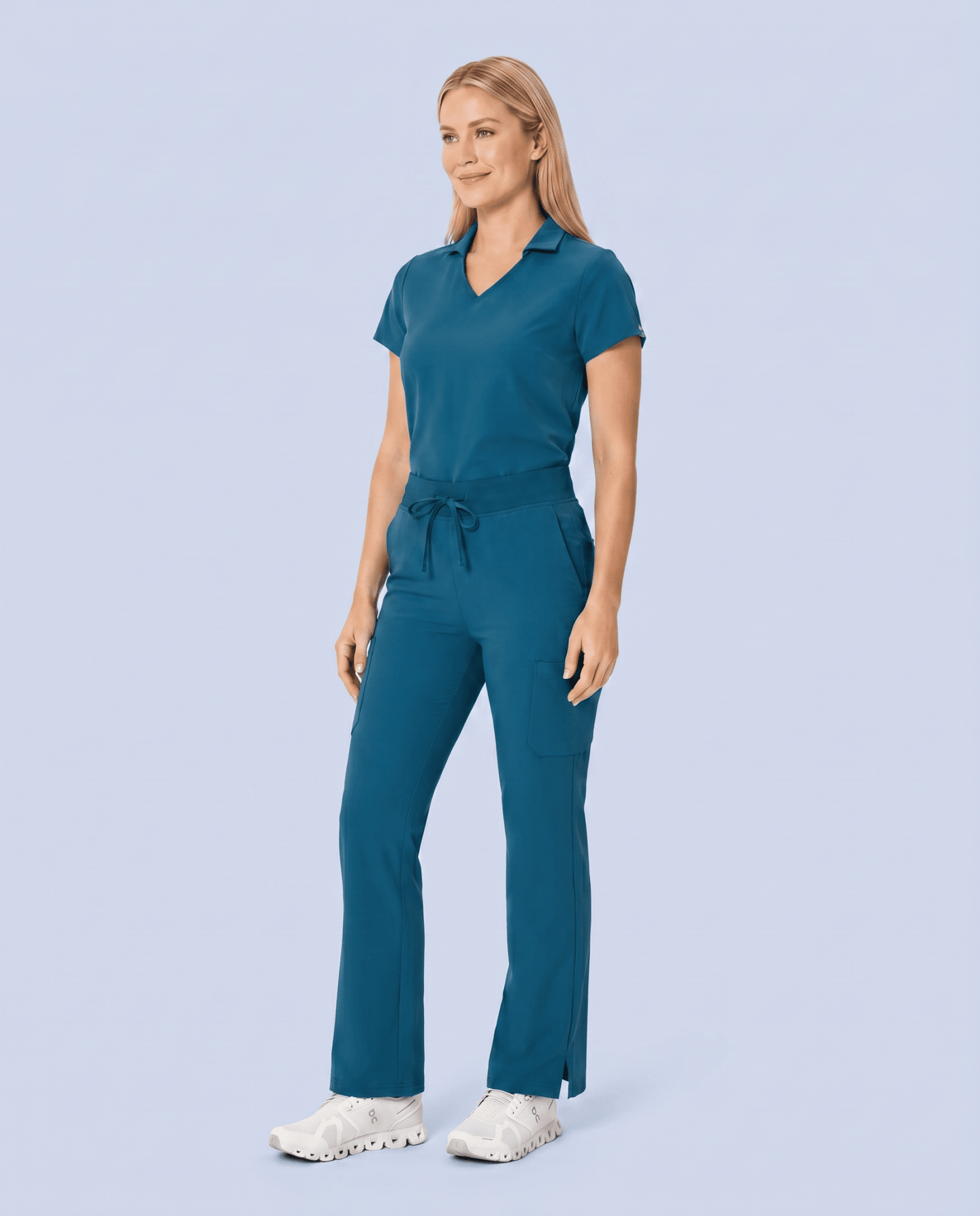 Women's High Waisted Cargo Pant Caribbean Blue - Scrubloop