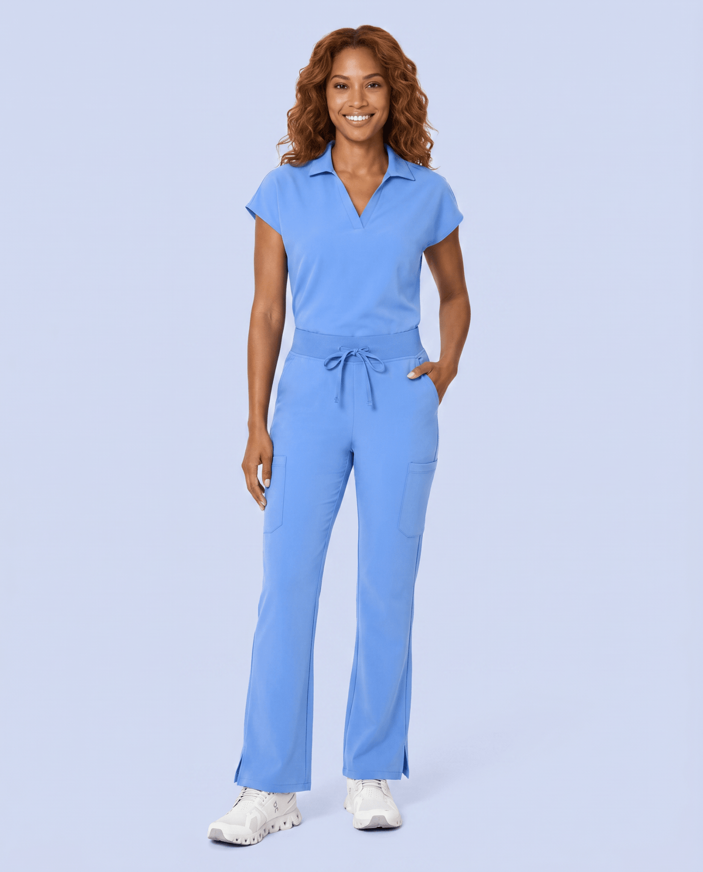 Women's High Waisted Cargo Pant Ceil Blue - Scrubloop