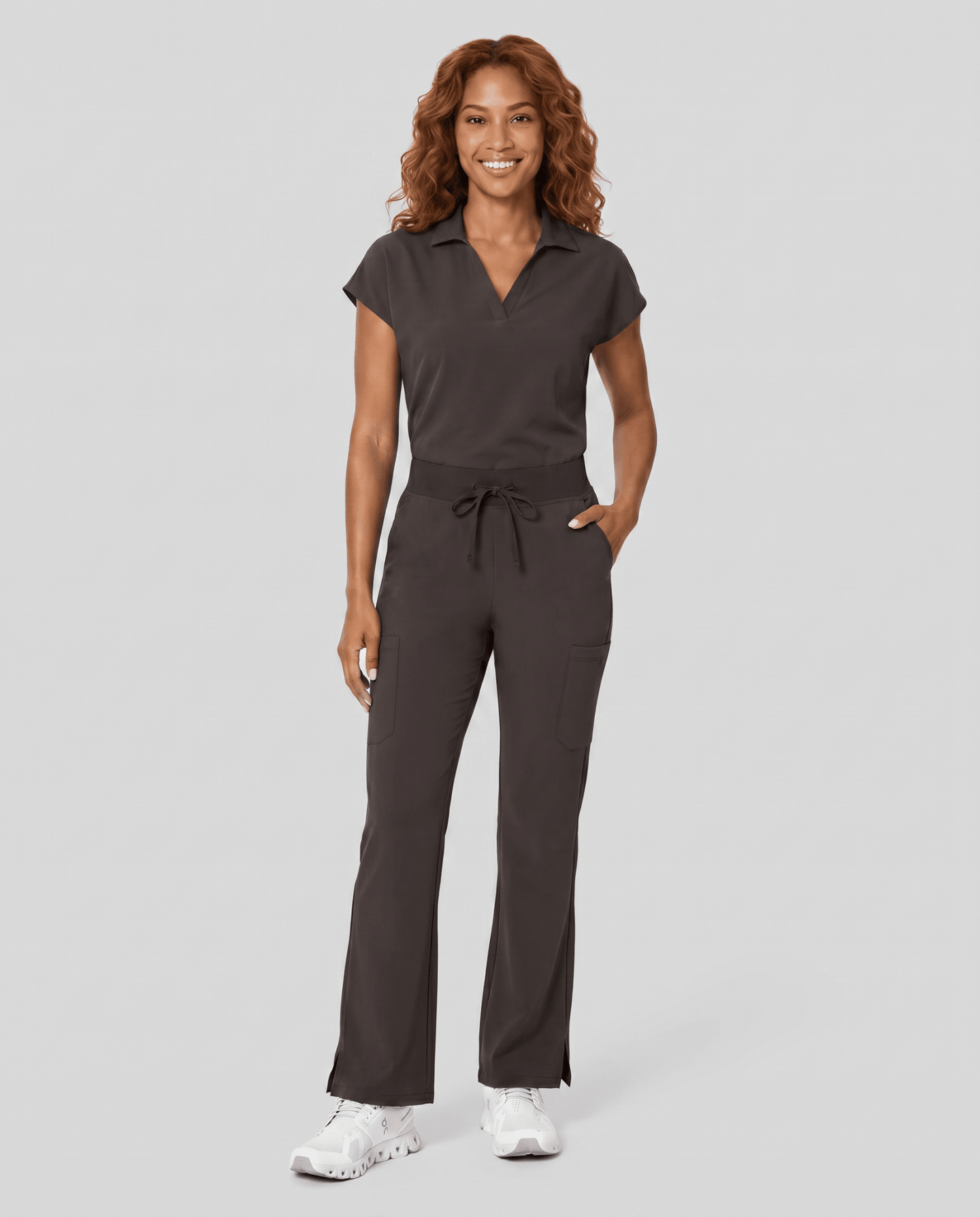 Women's High Waisted Cargo Pant Charcoal - Scrubloop
