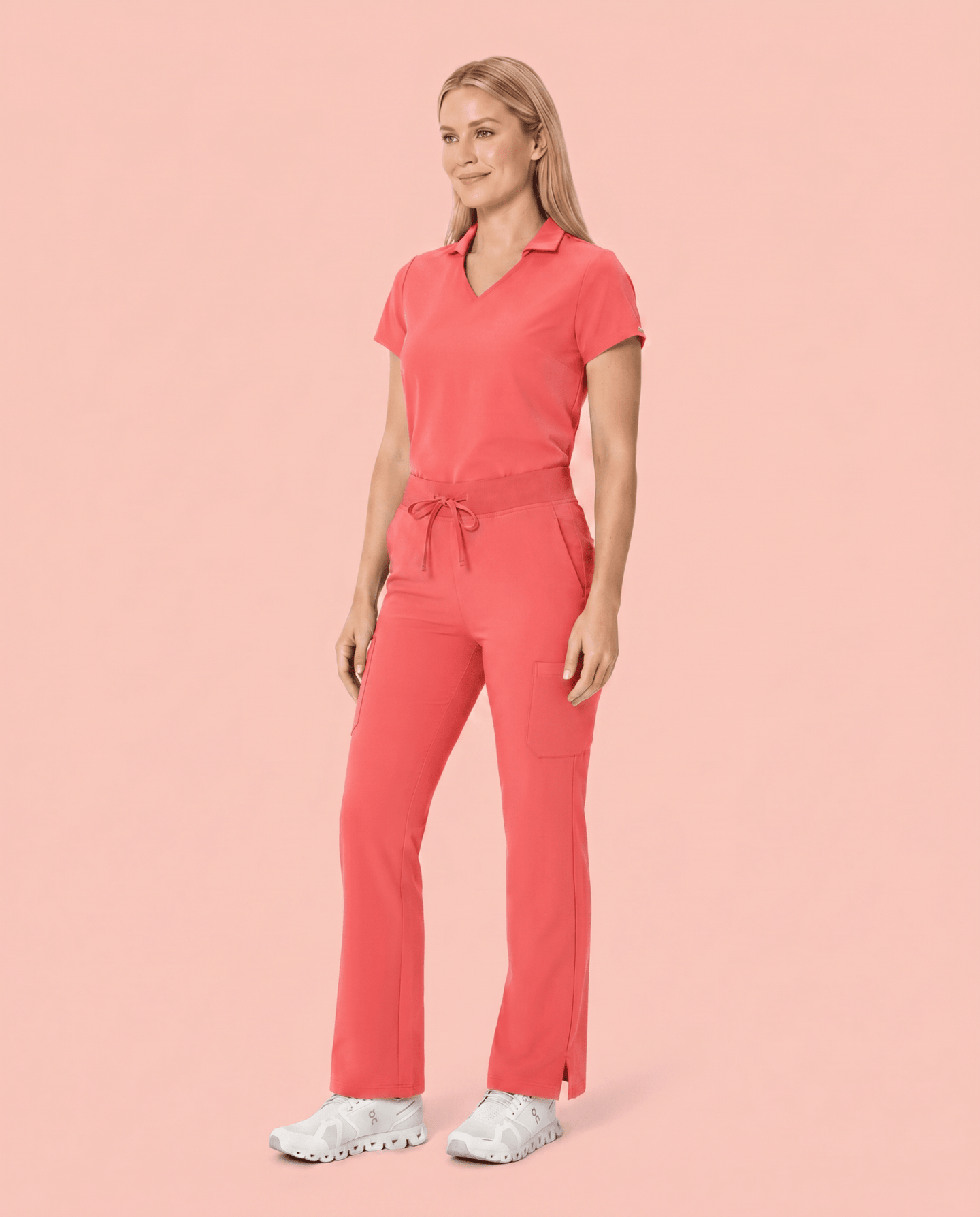 Women's High Waisted Cargo Pant Coral - Scrubloop