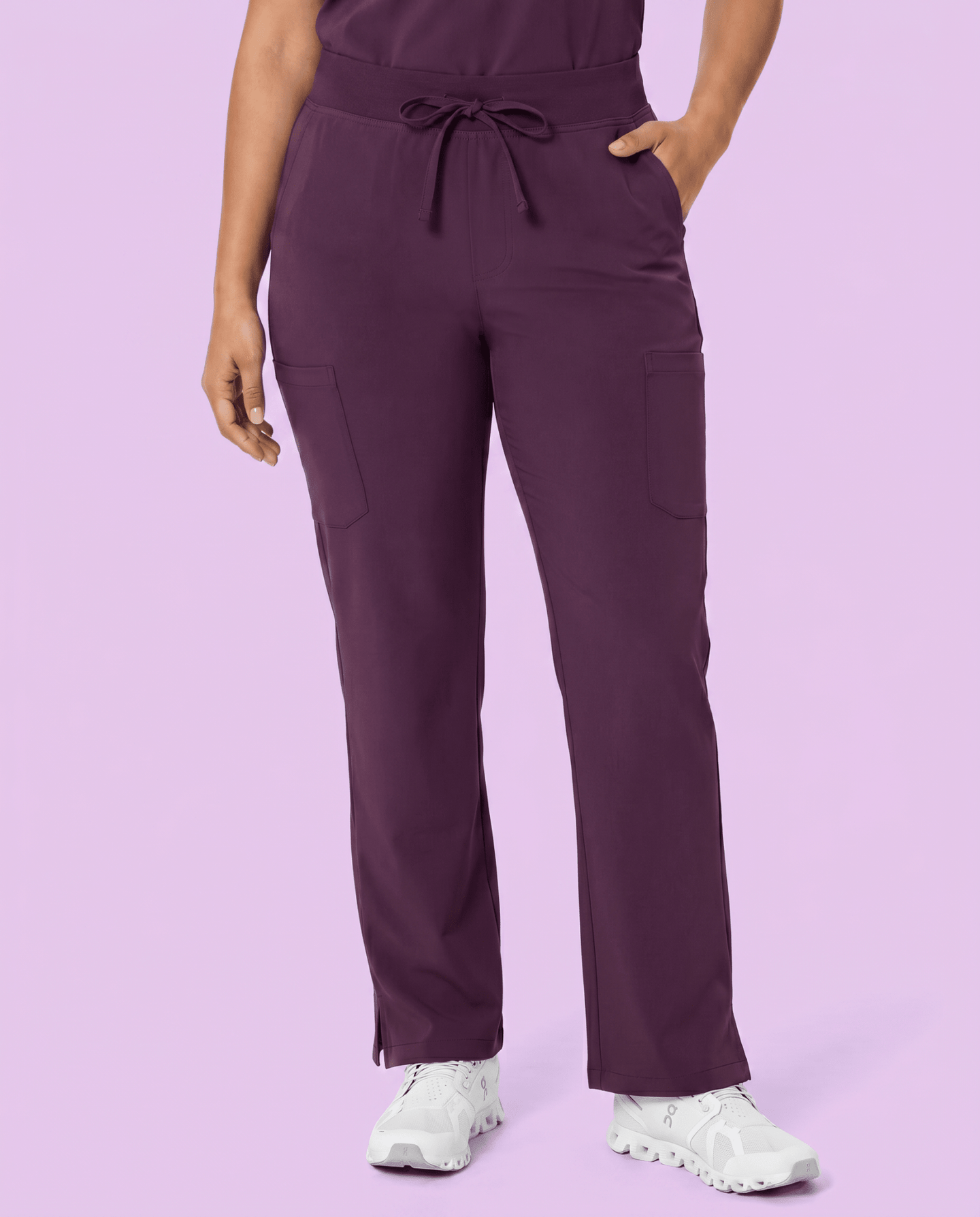 Women's High Waisted Cargo Pant Deep Eggplant - Scrubloop