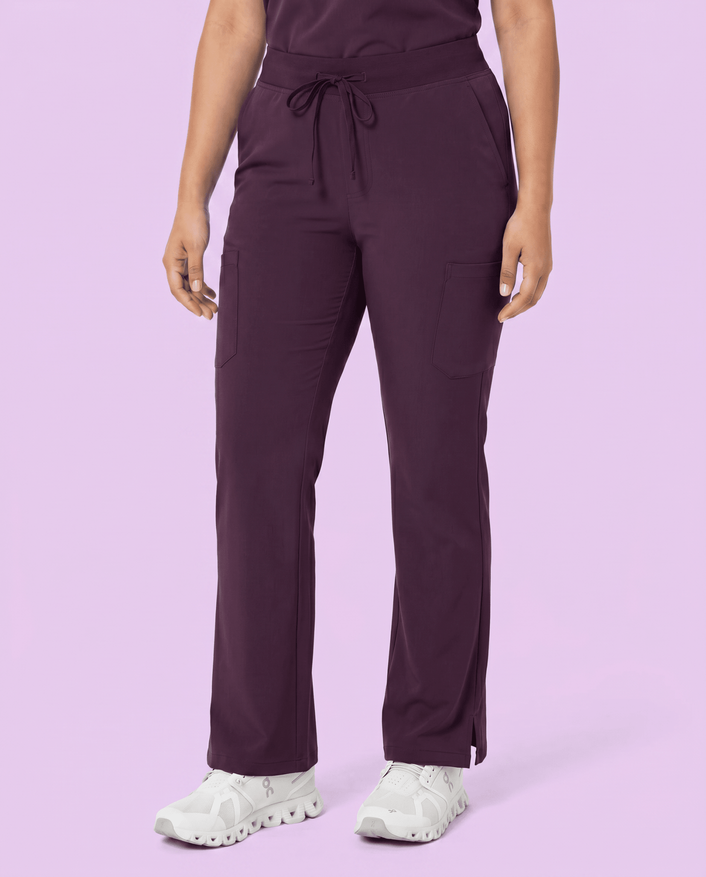 Women's High Waisted Cargo Pant Deep Eggplant - Scrubloop