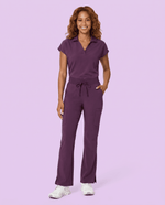 Women's High Waisted Cargo Pant Deep Eggplant - Scrubloop