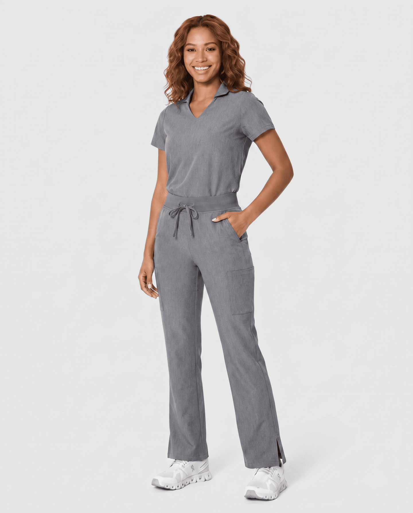 Women's High Waisted Cargo Pant Heather Gray - Scrubloop