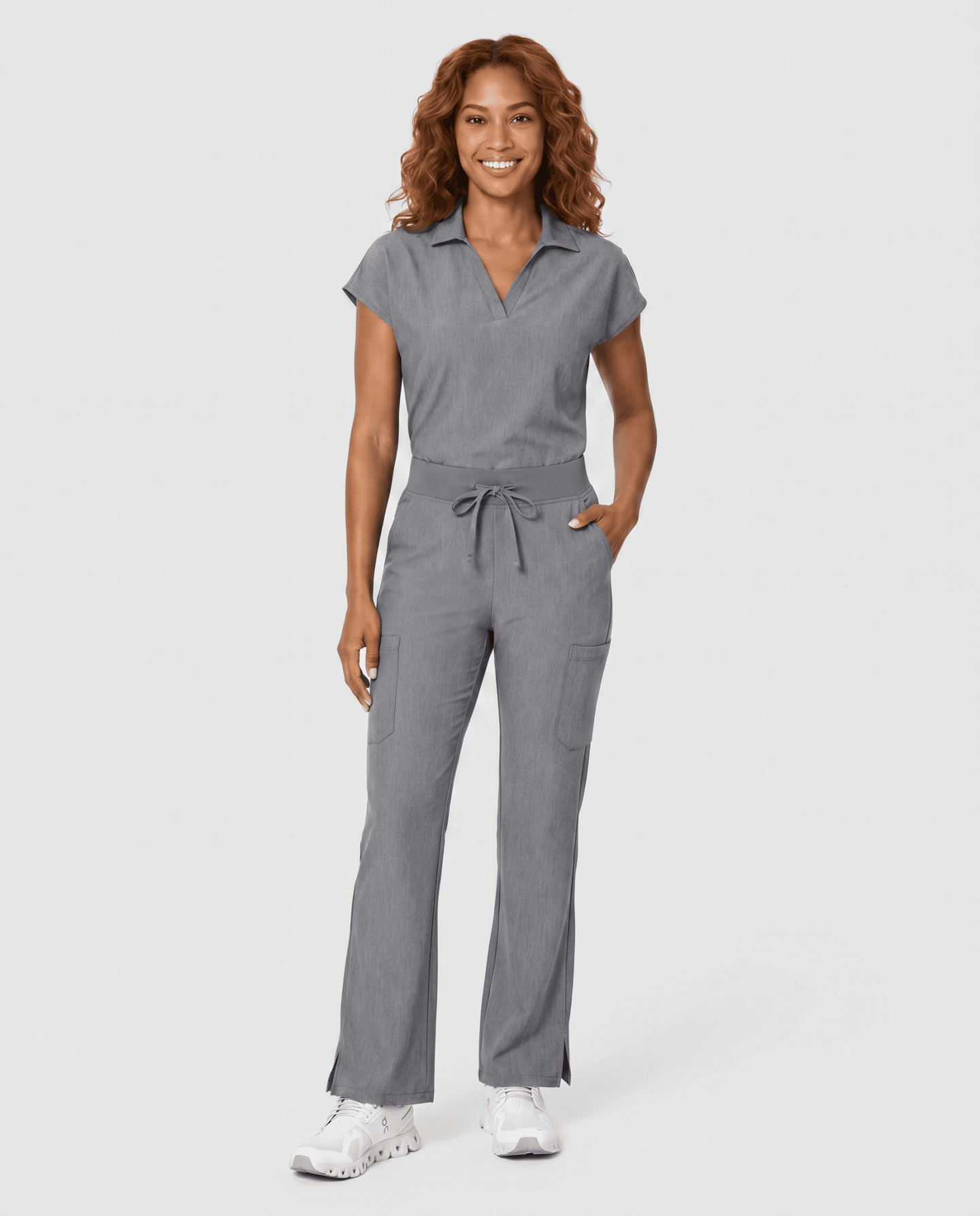 Women's High Waisted Cargo Pant Heather Gray - Scrubloop