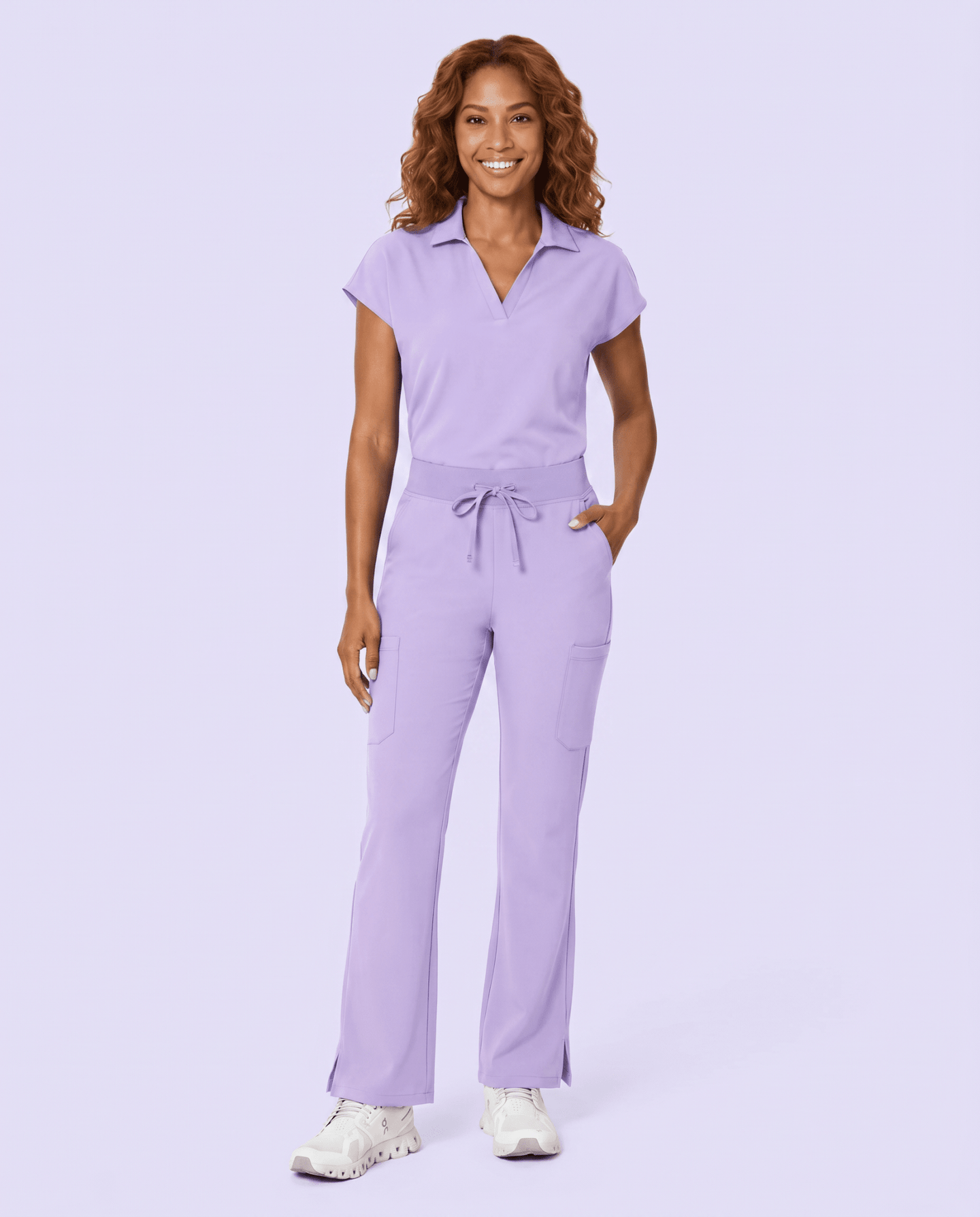 Women's High Waisted Cargo Pant Lavender - Scrubloop