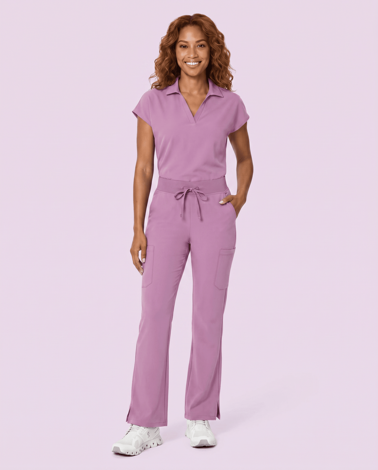 Women's High Waisted Cargo Pant Lilac - Scrubloop