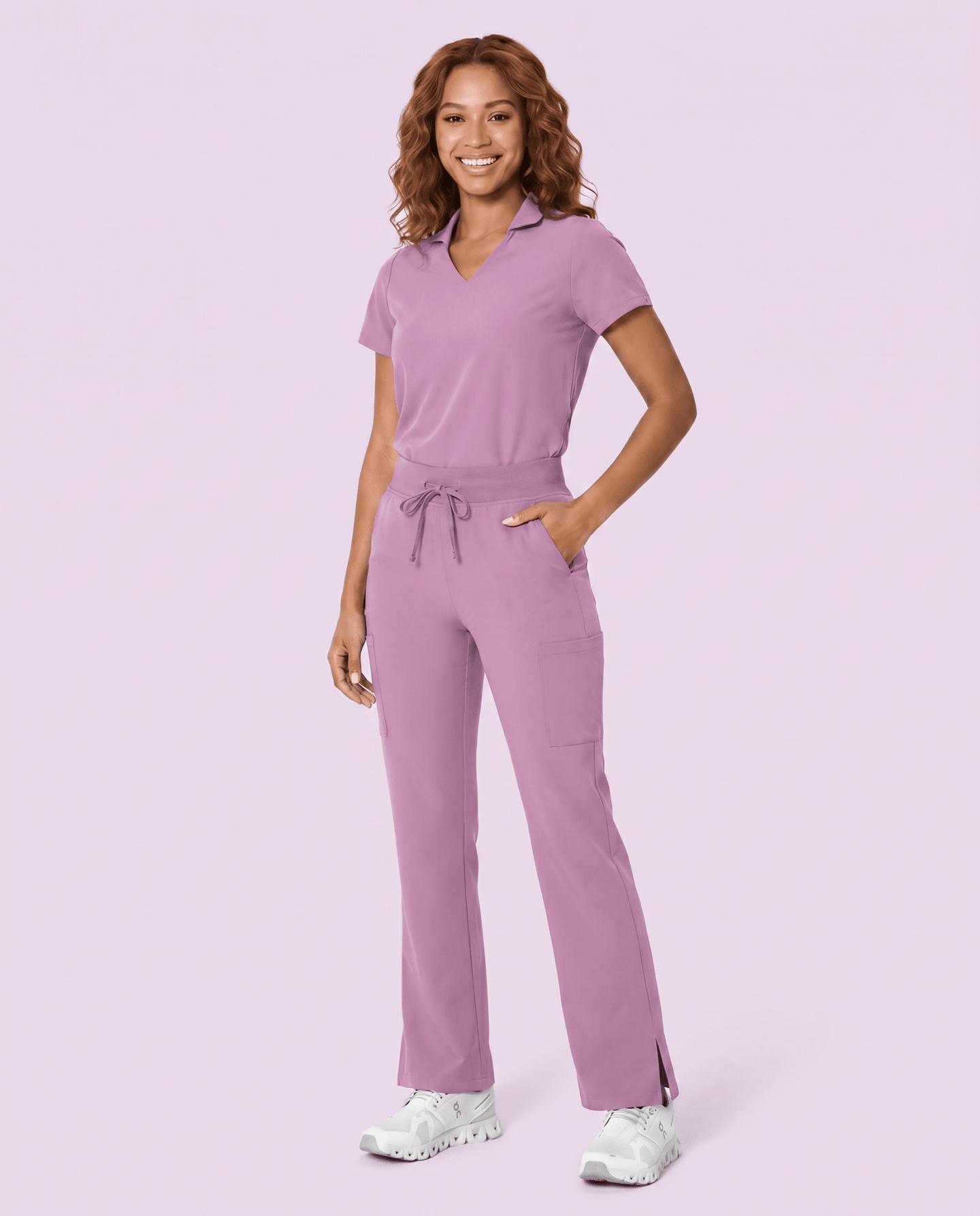 Women's High Waisted Cargo Pant Lilac - Scrubloop