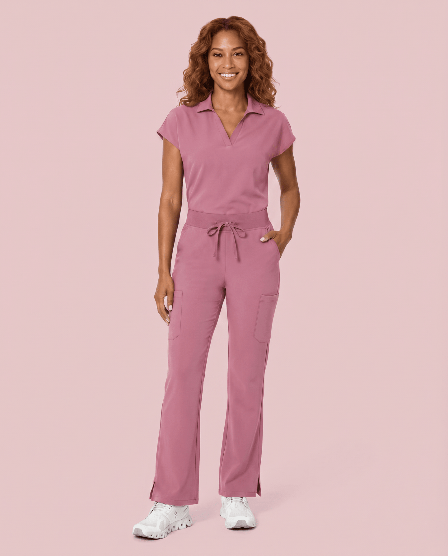 Women's High Waisted Cargo Pant Mauve - Scrubloop