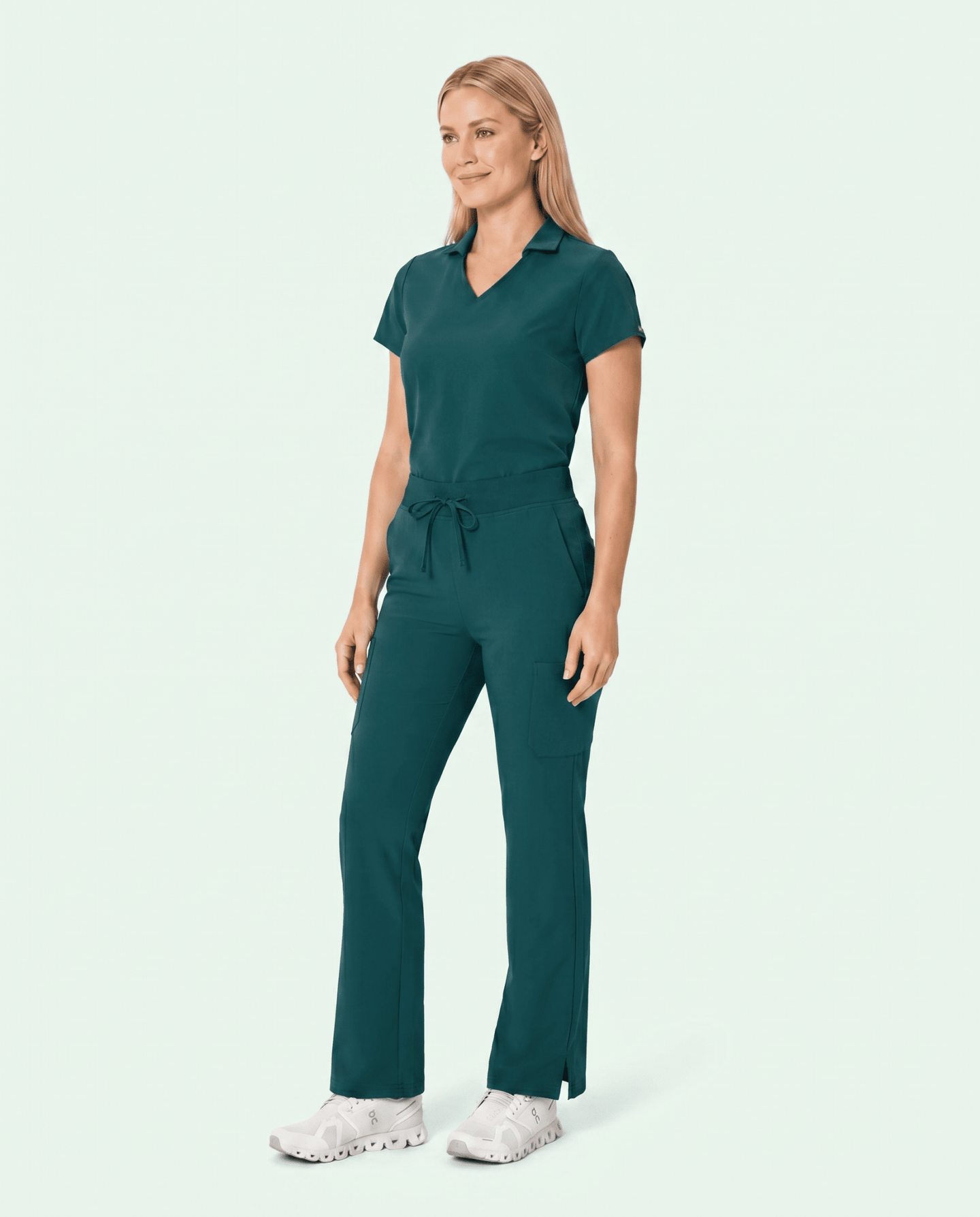Women's High Waisted Cargo Pant Midnight Green - Scrubloop