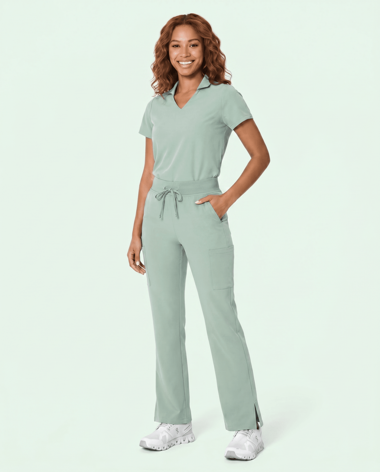 Women's High Waisted Cargo Pant Mint - Scrubloop