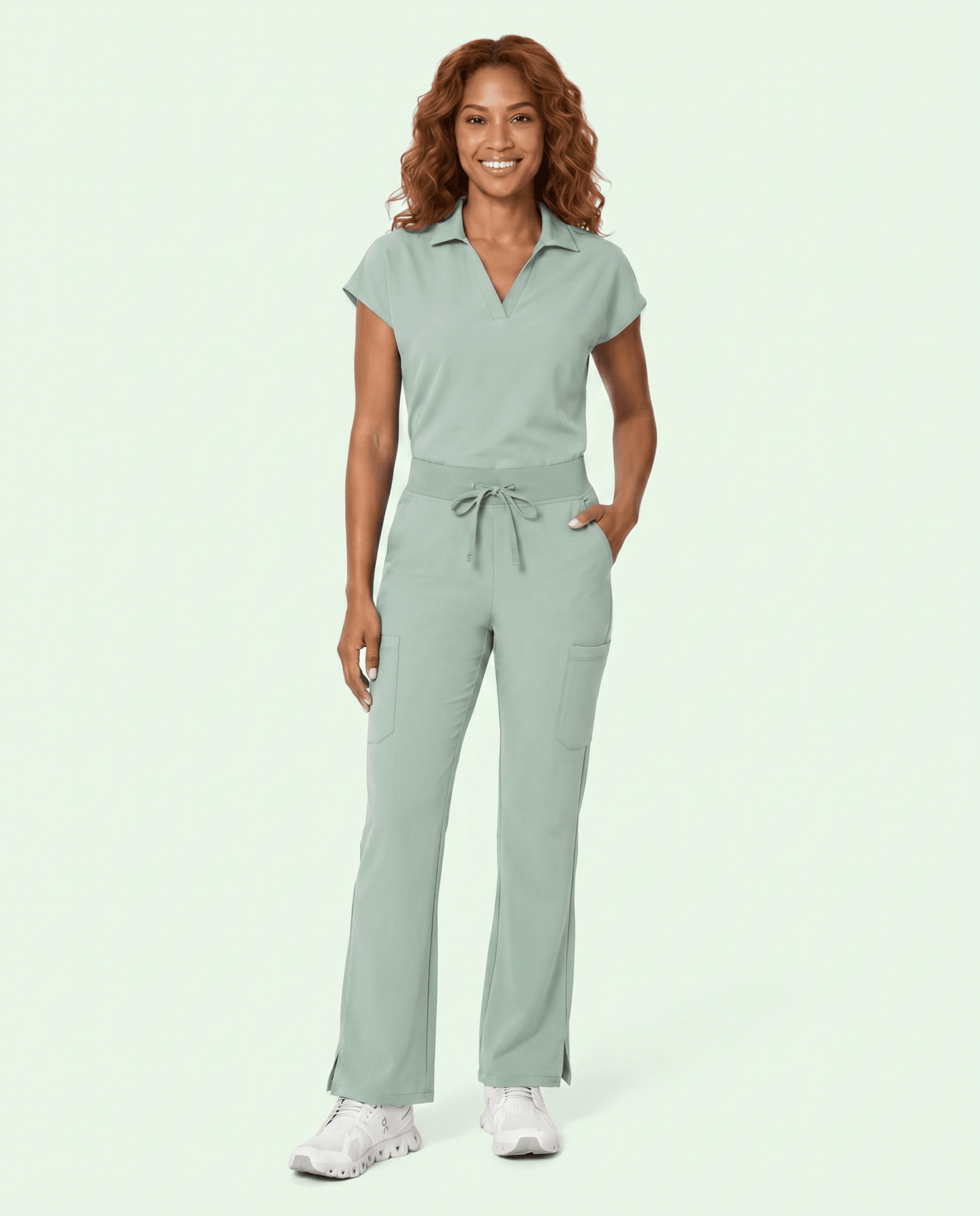 Women's High Waisted Cargo Pant Mint - Scrubloop