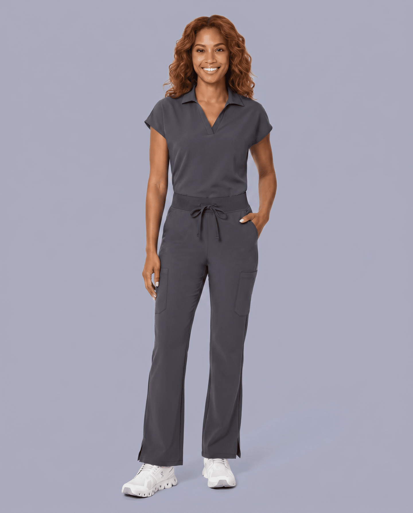 Women's High Waisted Cargo Pant Pewter - Scrubloop