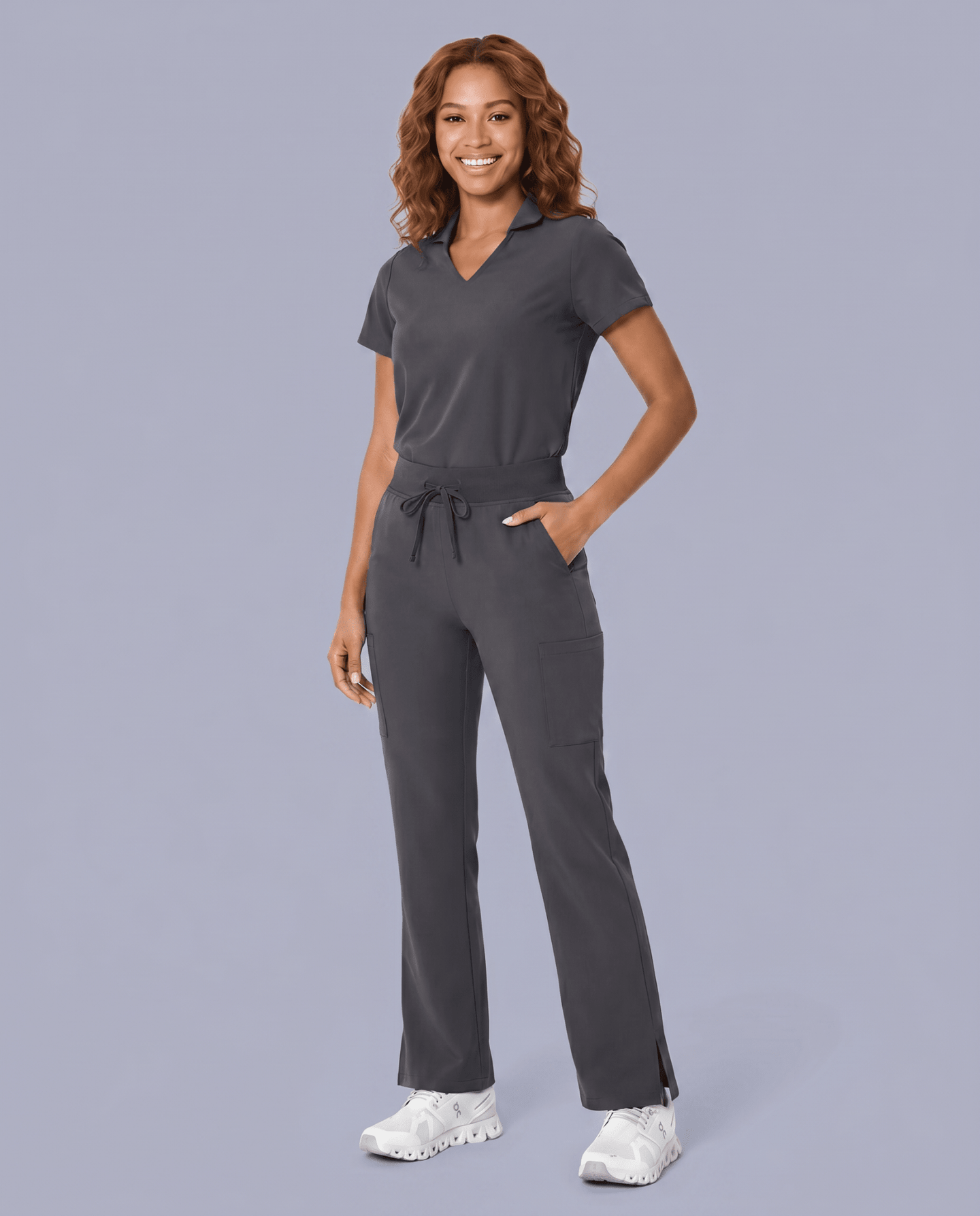 Women's High Waisted Cargo Pant Pewter - Scrubloop