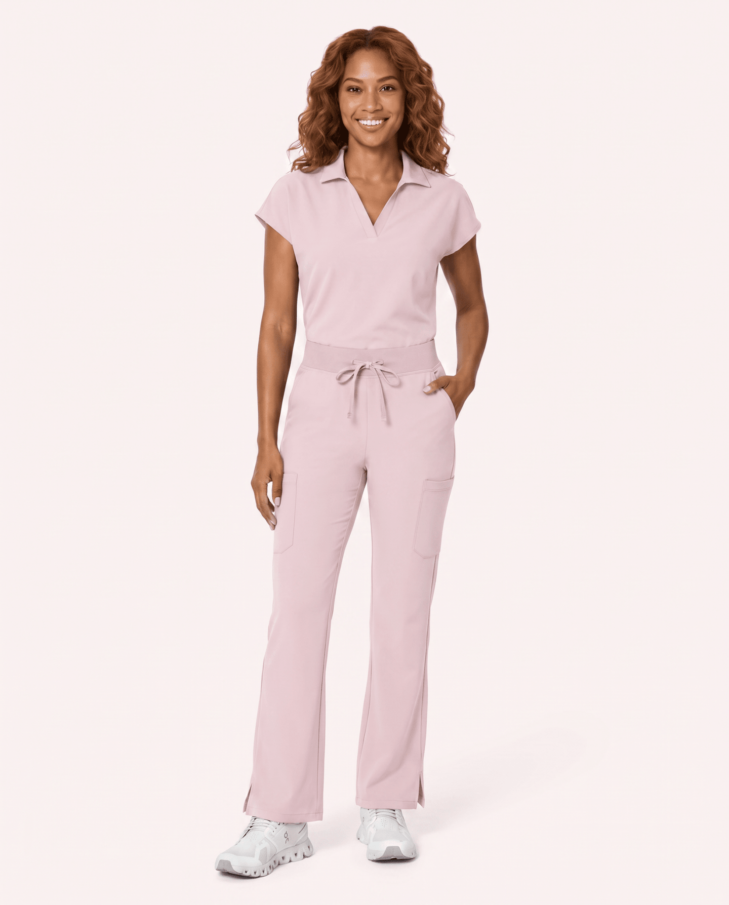 Women's High Waisted Cargo Pant Rose Quartz - Scrubloop