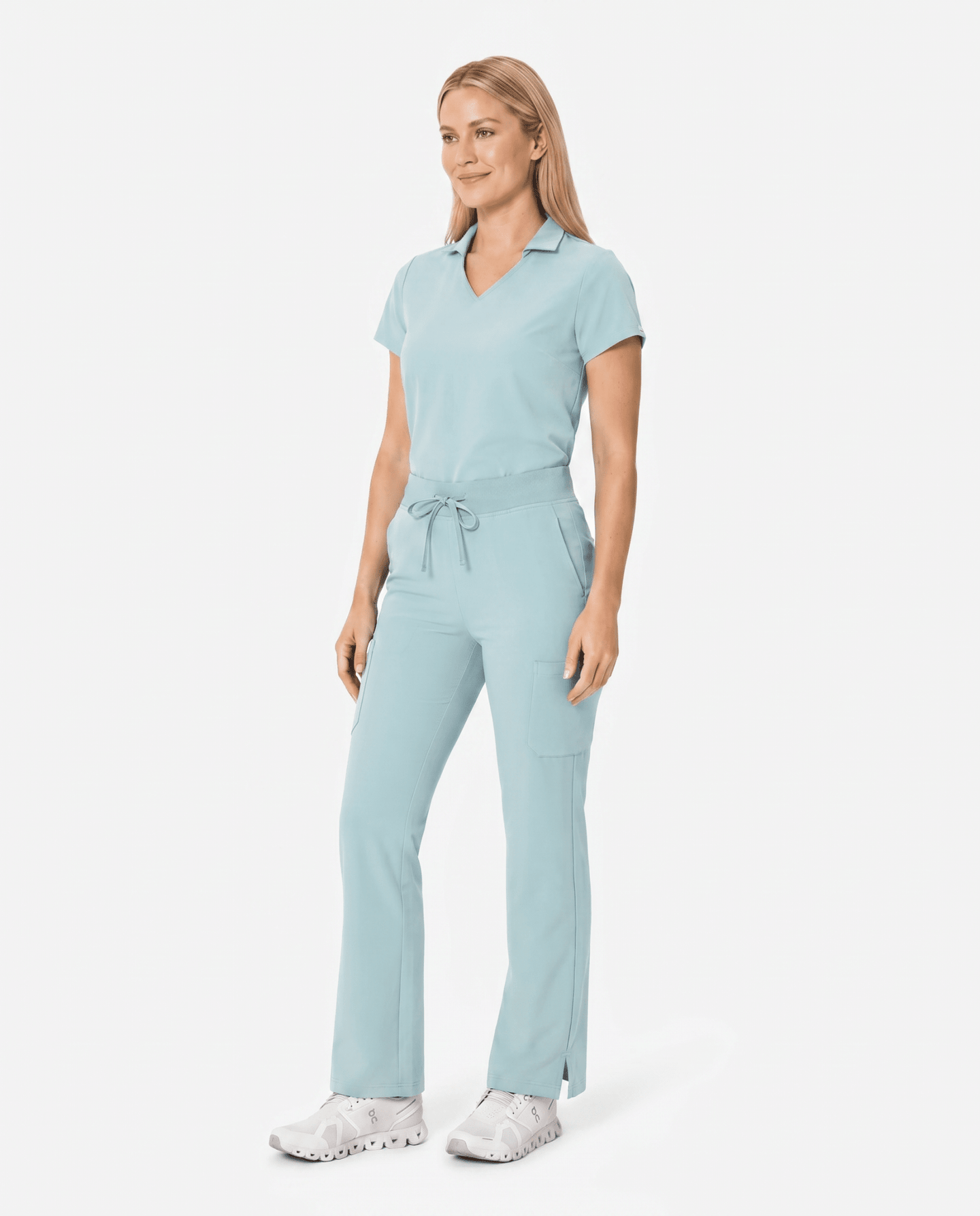 Women's High Waisted Cargo Pant Sky Blue - Scrubloop