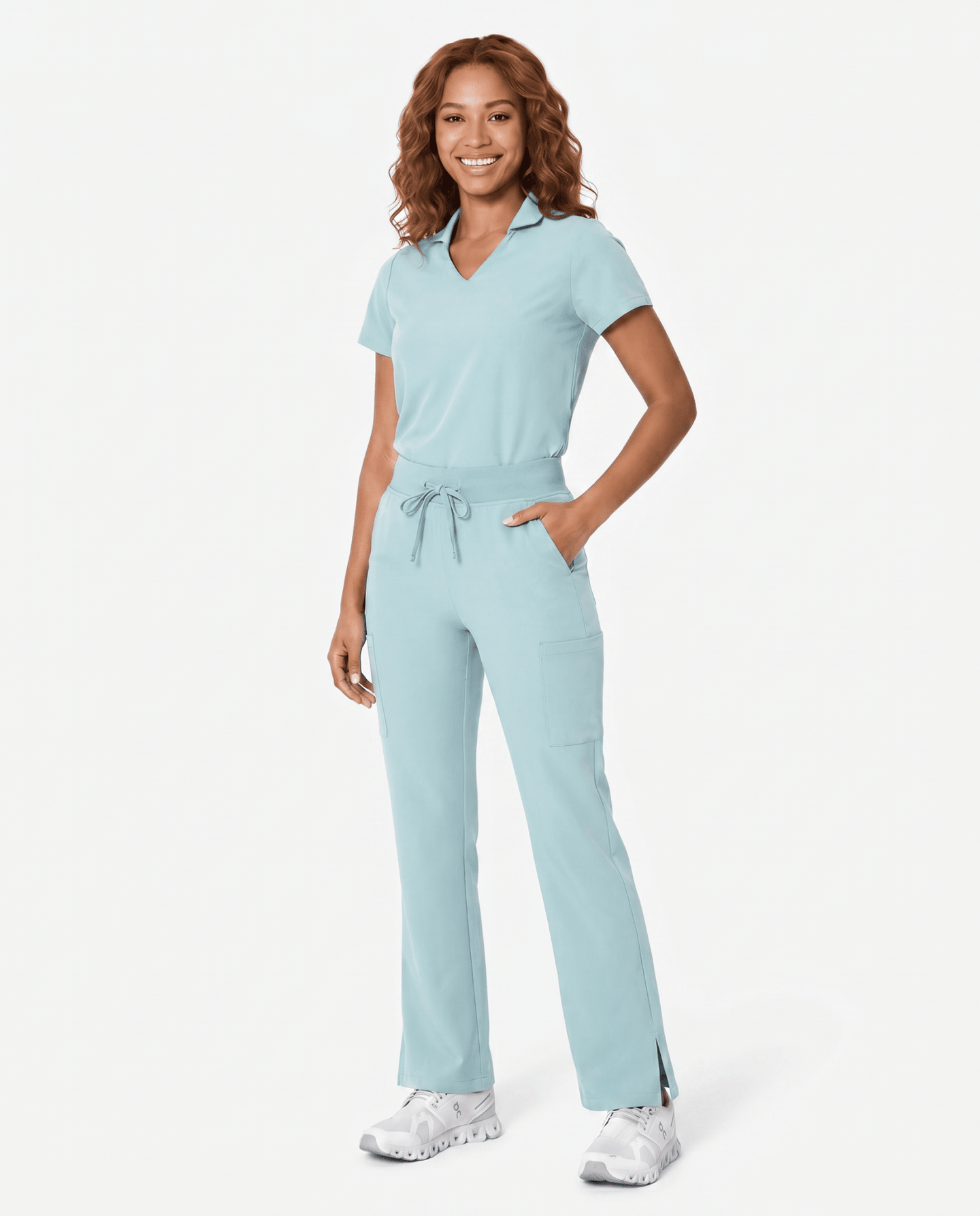 Women's High Waisted Cargo Pant Sky Blue - Scrubloop