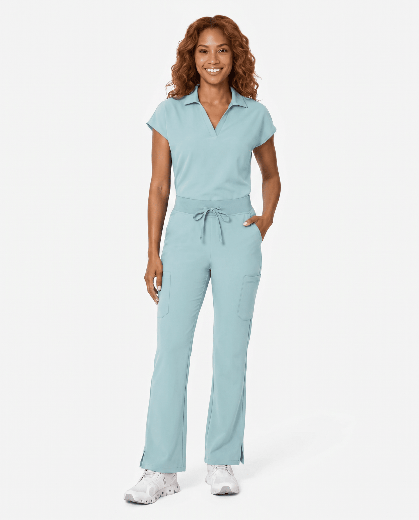 Women's High Waisted Cargo Pant Sky Blue - Scrubloop