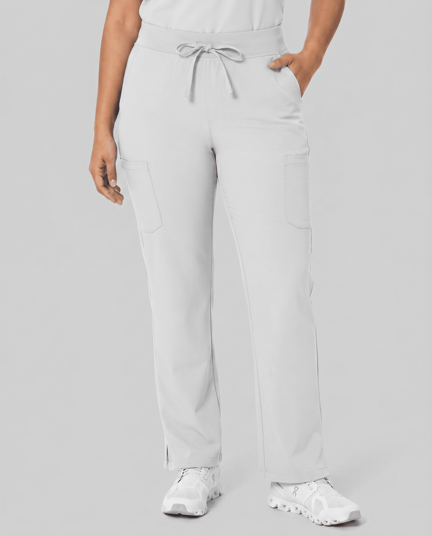 Women's High Waisted Cargo Pant White - Scrubloop