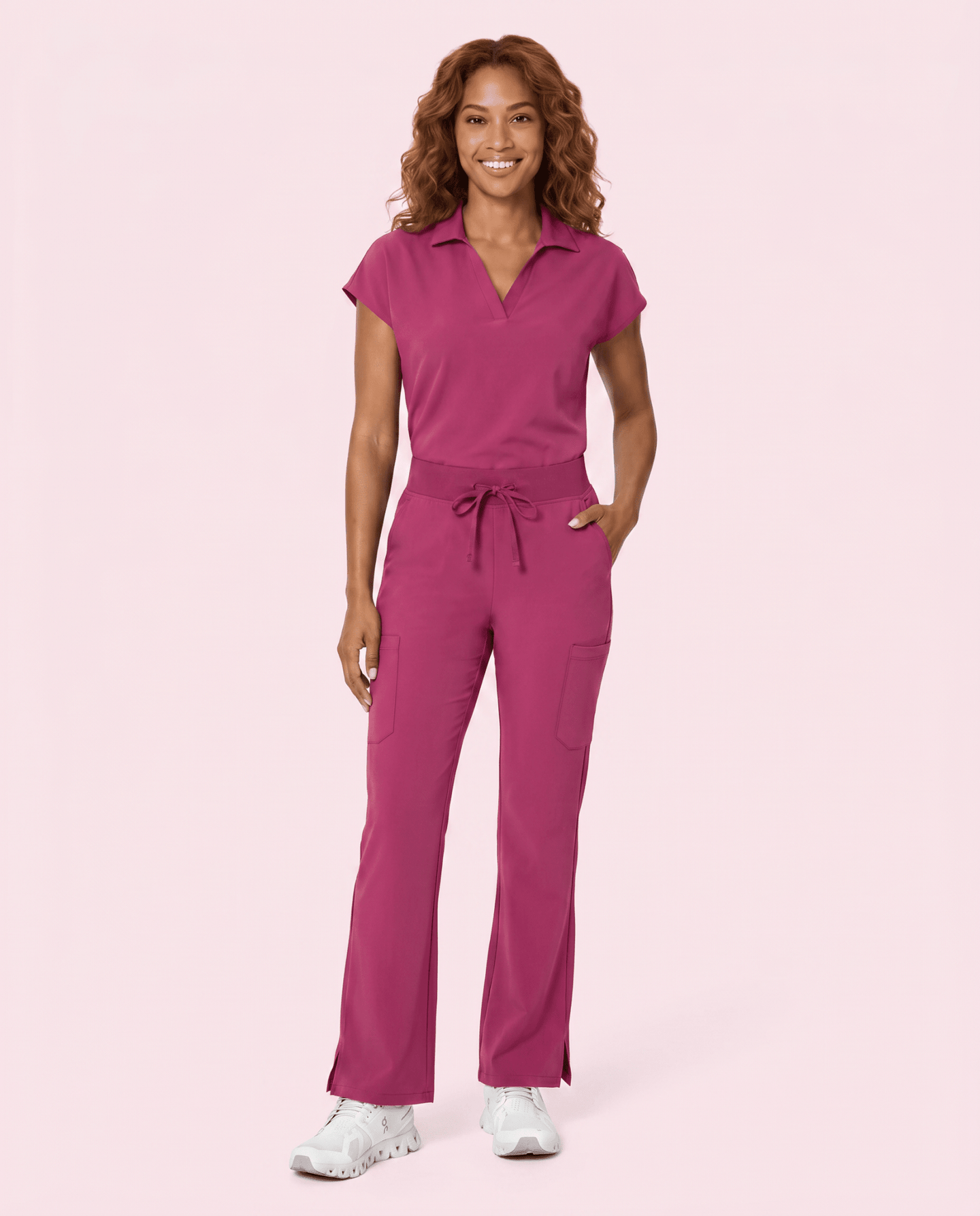 Women's High Waisted Cargo Pant Wild Berry - Scrubloop