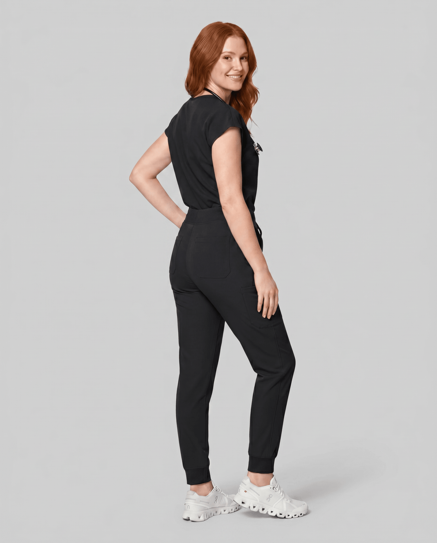 Women's High Waisted Jogger Pant Black - Scrubloop