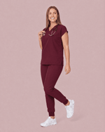 Women's High Waisted Jogger Pant Burgundy - Scrubloop