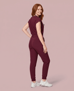Women's High Waisted Jogger Pant Burgundy - Scrubloop