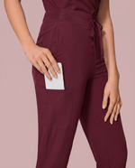 Women's High Waisted Jogger Pant Burgundy - Scrubloop