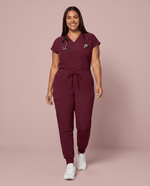 Women's High Waisted Jogger Pant Burgundy - Scrubloop
