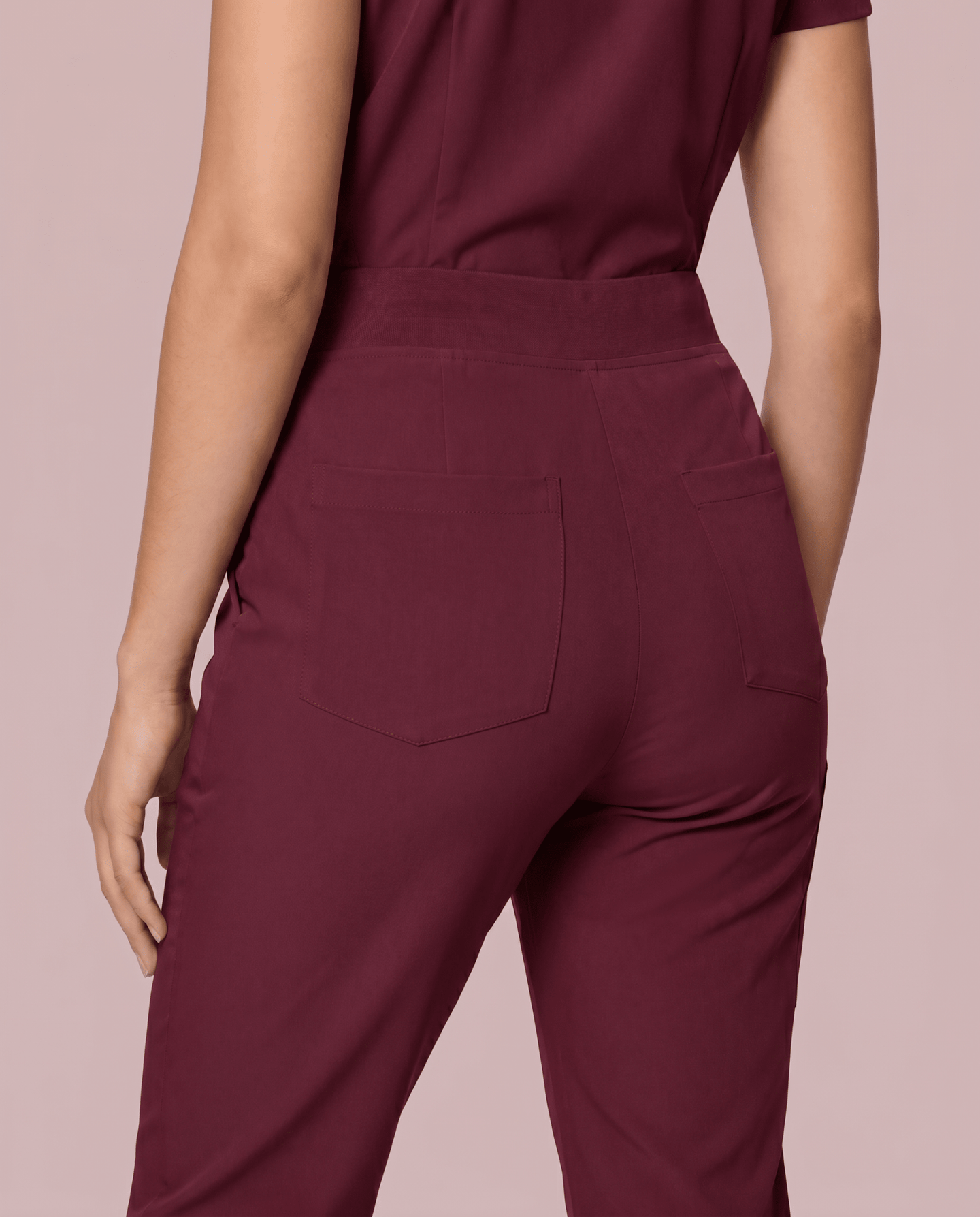Women's High Waisted Jogger Pant Burgundy - Scrubloop