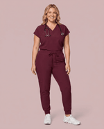 Women's High Waisted Jogger Pant Burgundy - Scrubloop