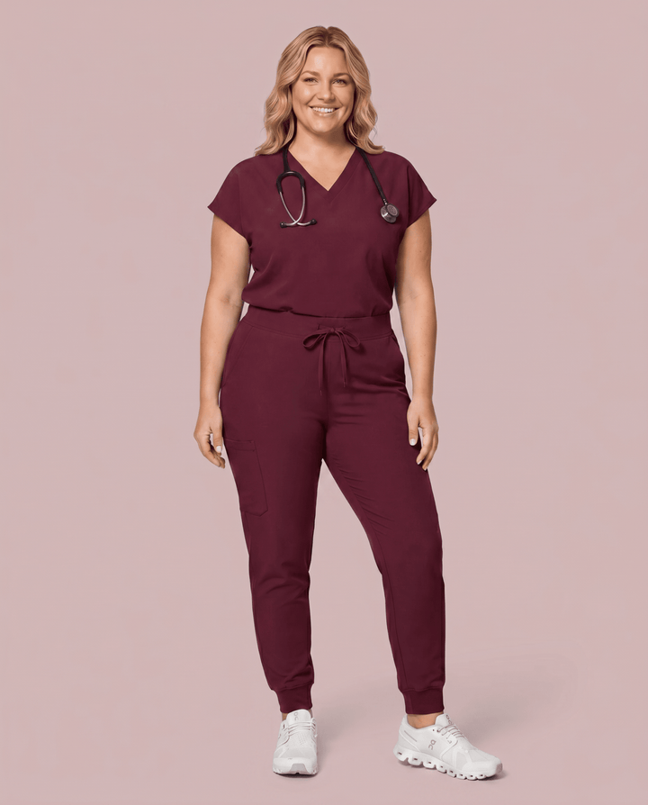 Women's High Waisted Jogger Pant Burgundy