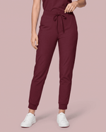 Women's High Waisted Jogger Pant Burgundy - Scrubloop