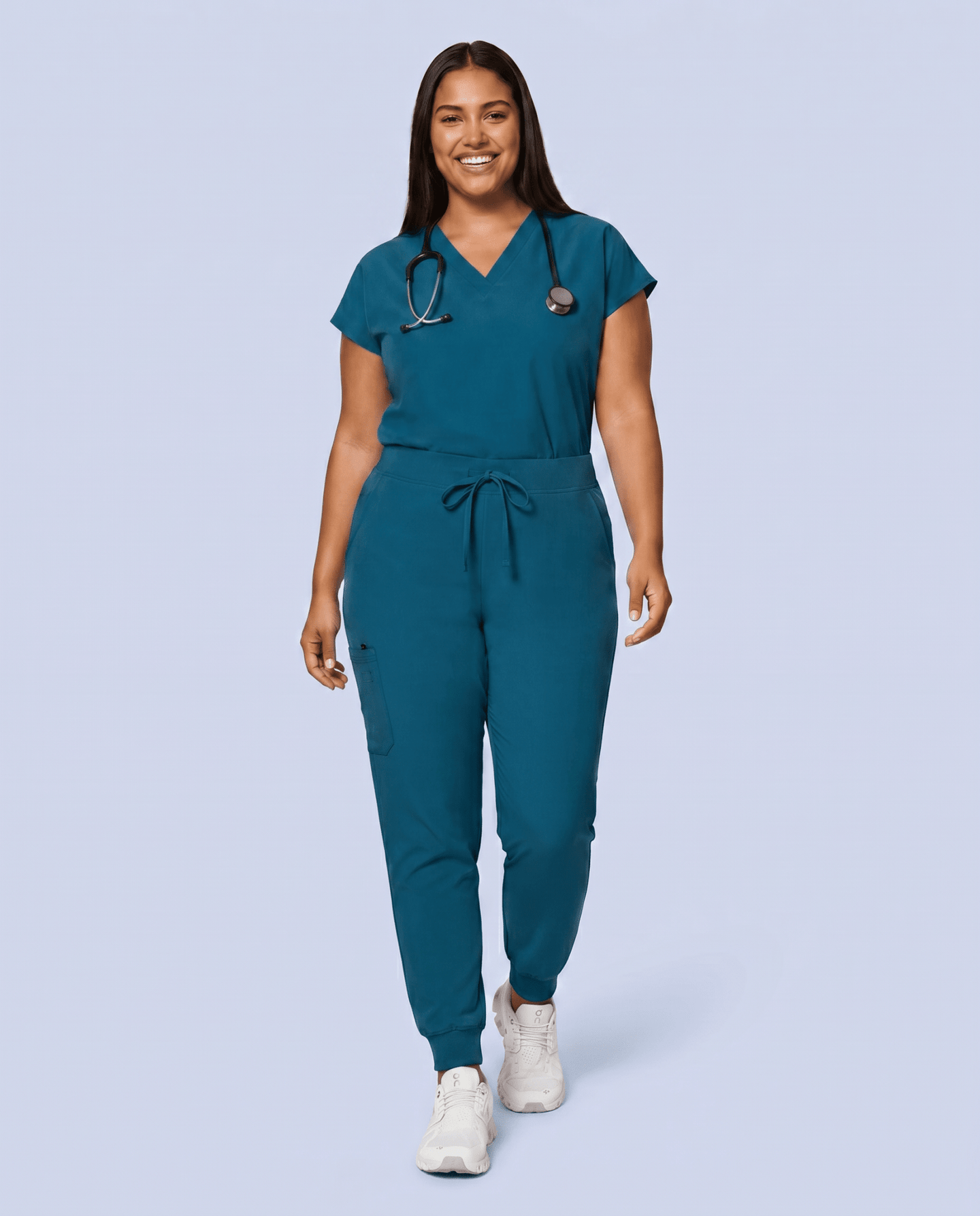 Women's High Waisted Jogger Pant Caribbean Blue - Scrubloop
