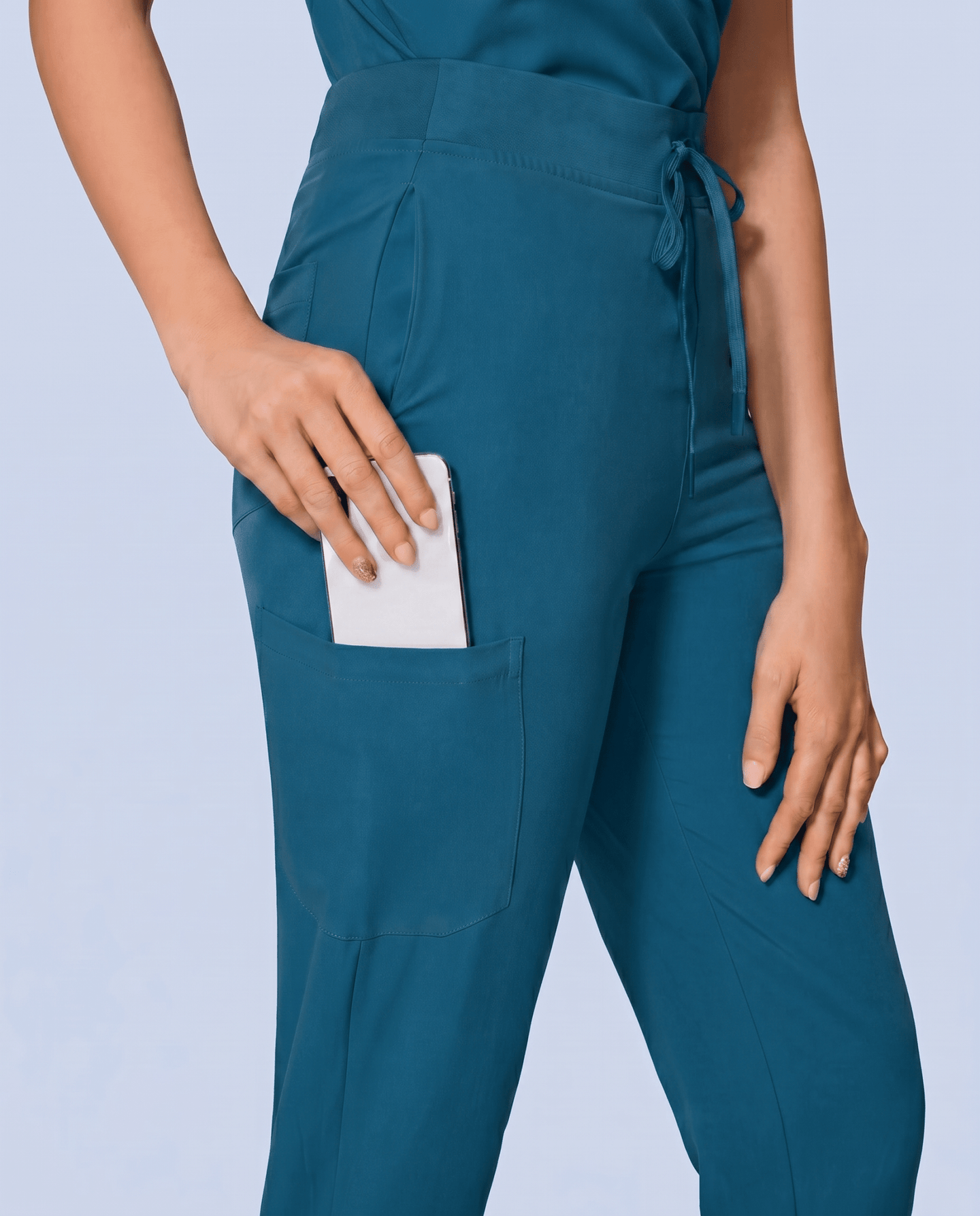Women's High Waisted Jogger Pant Caribbean Blue - Scrubloop