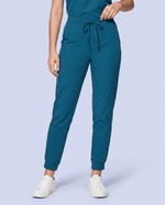 Women's High Waisted Jogger Pant Caribbean Blue - Scrubloop