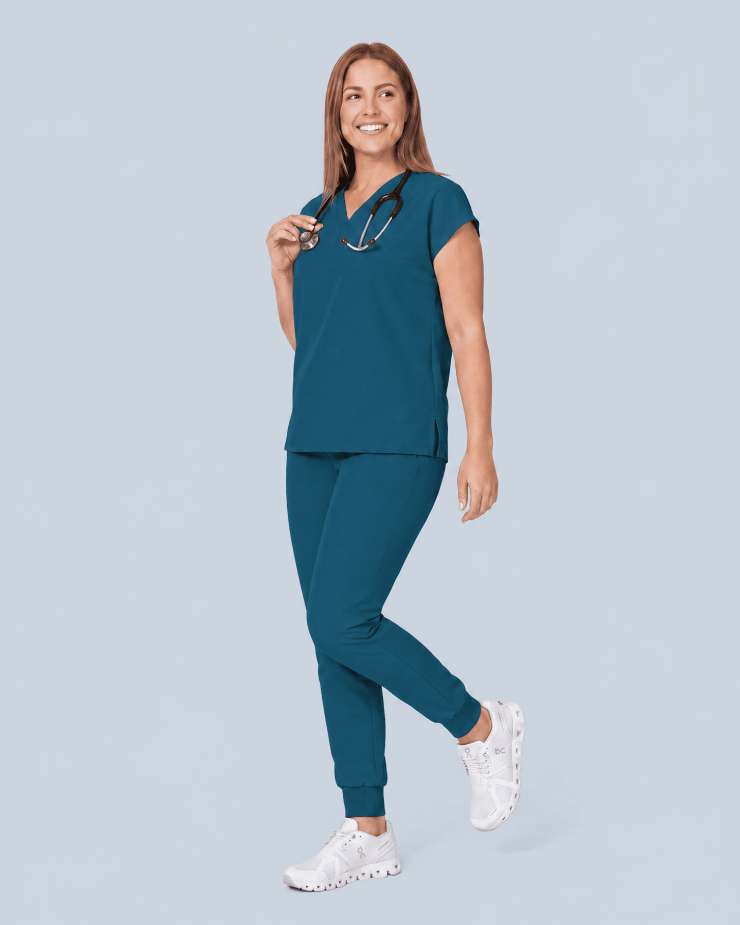 Women's High Waisted Jogger Pant Caribbean Blue - Scrubloop