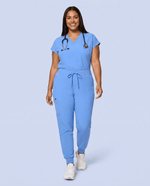 Women's High Waisted Jogger Pant Ceil Blue - Scrubloop