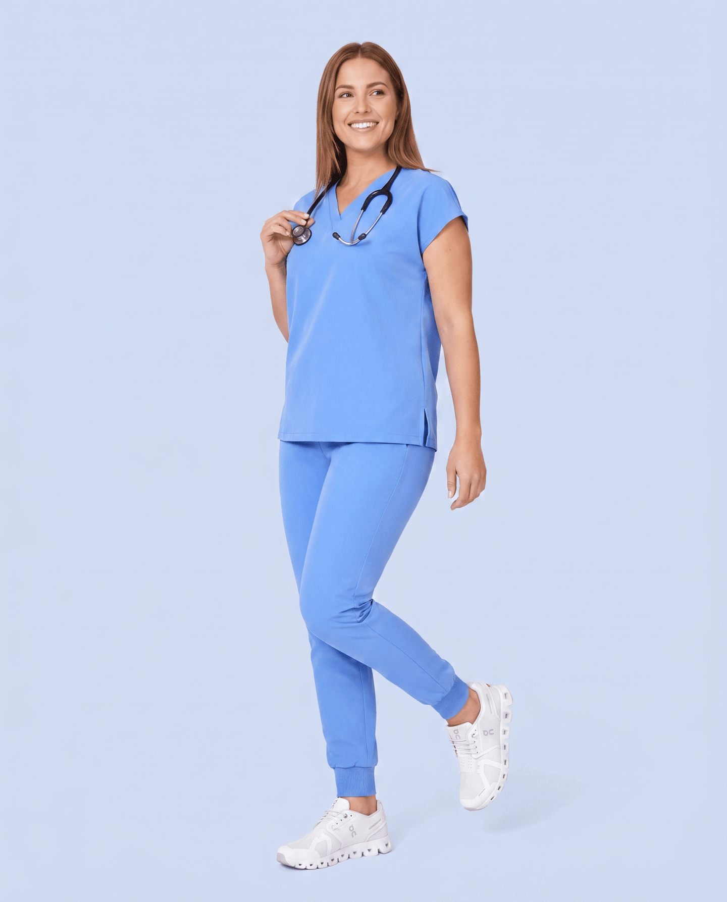 Women's High Waisted Jogger Pant Ceil Blue - Scrubloop