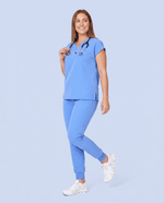 Women's High Waisted Jogger Pant Ceil Blue - Scrubloop