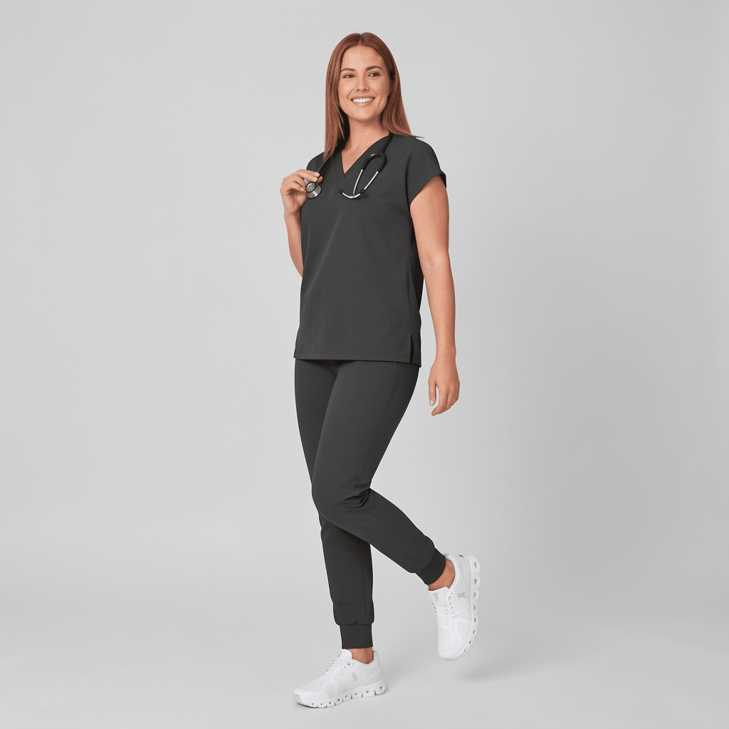 Women's High Waisted Jogger Pant Charcoal - Scrubloop