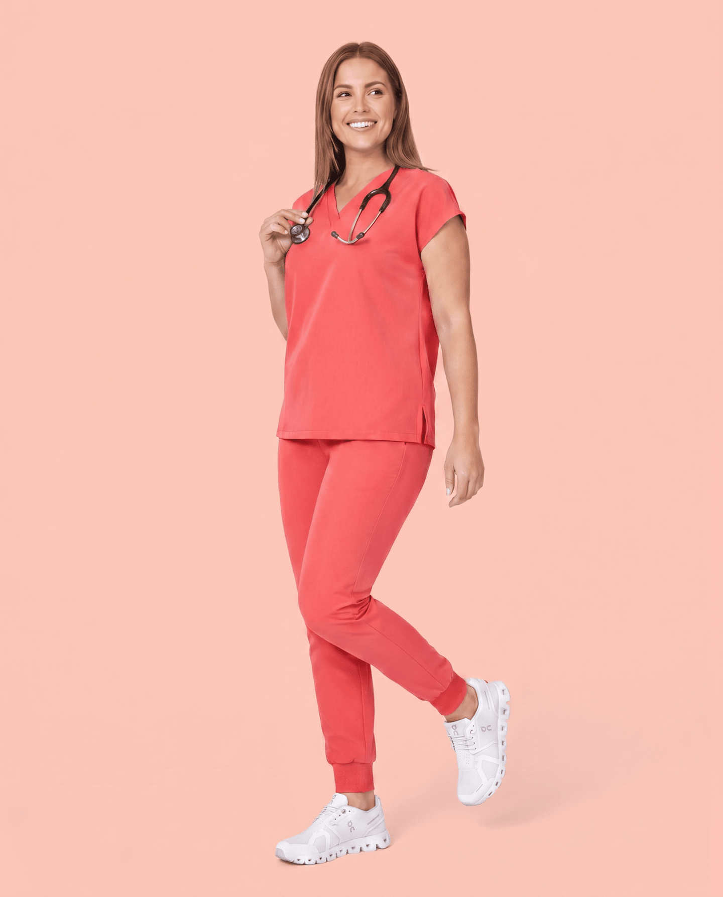 Women's High Waisted Jogger Pant Coral - Scrubloop